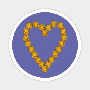 Floral Art Sunflower Line Drawing Valentines Day Heart Magnet